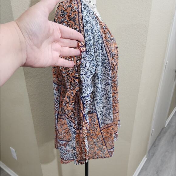 COMO Black boho‎ bell sleeve keyhole blouse size XL - Picture 4 of 7